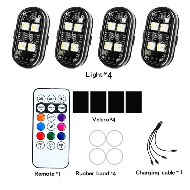 Motorcycle LED Lights - Wireless Strobe Car Remote RGB