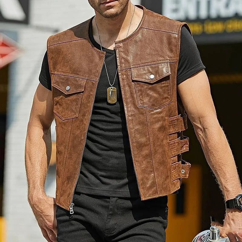 Alr™ Men's PU Leather Slim Motorcycle Vest