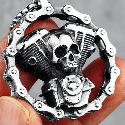 ALR™ Retro Skull Engine Necklace