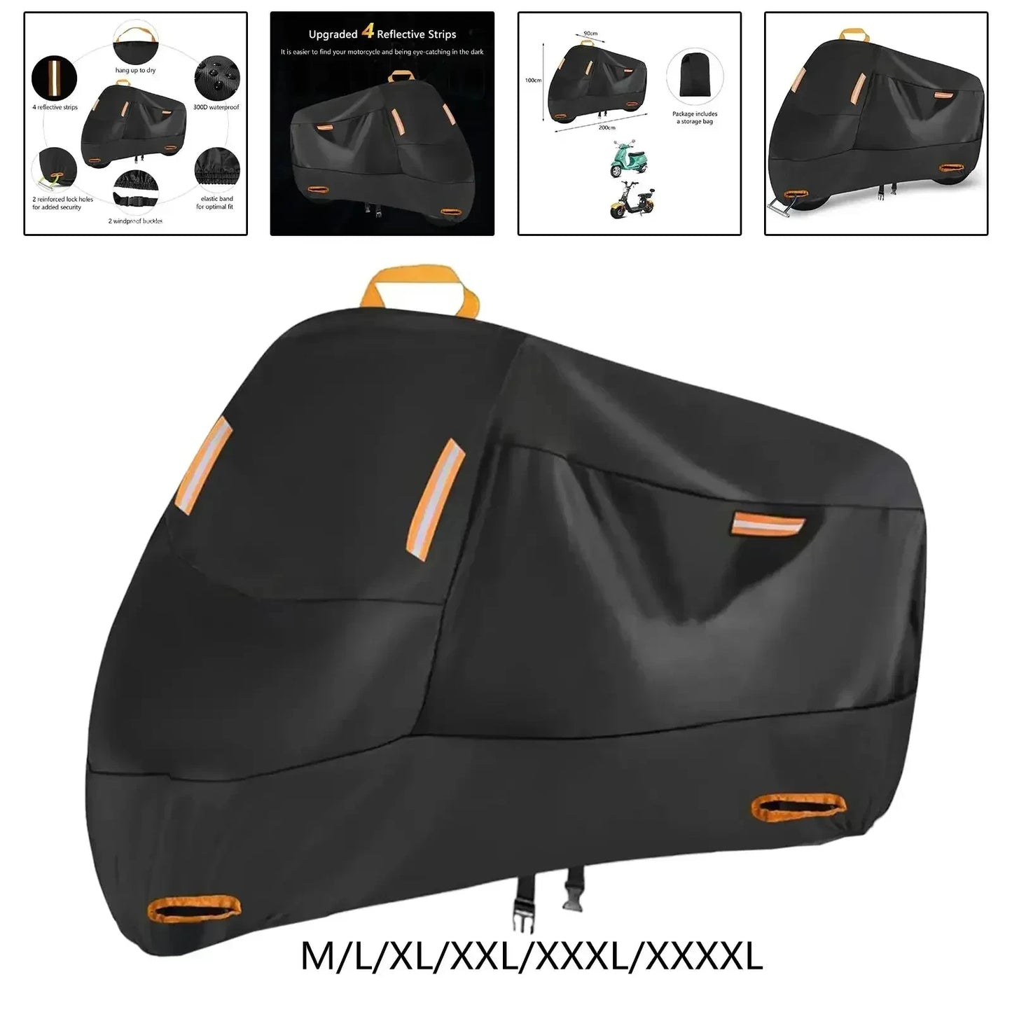 Waterproof Motorcycle Cover - All Season Silver Black Sun