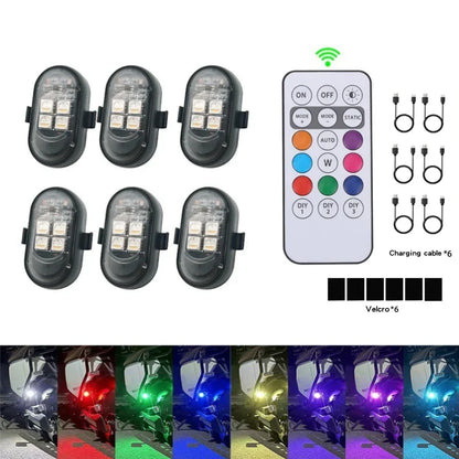 Motorcycle LED Lights - RGB Strobe Wireless Car Warning