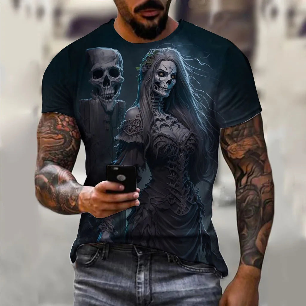 Alr™ Men's 3D Short Sleeves Skull Print Shirt