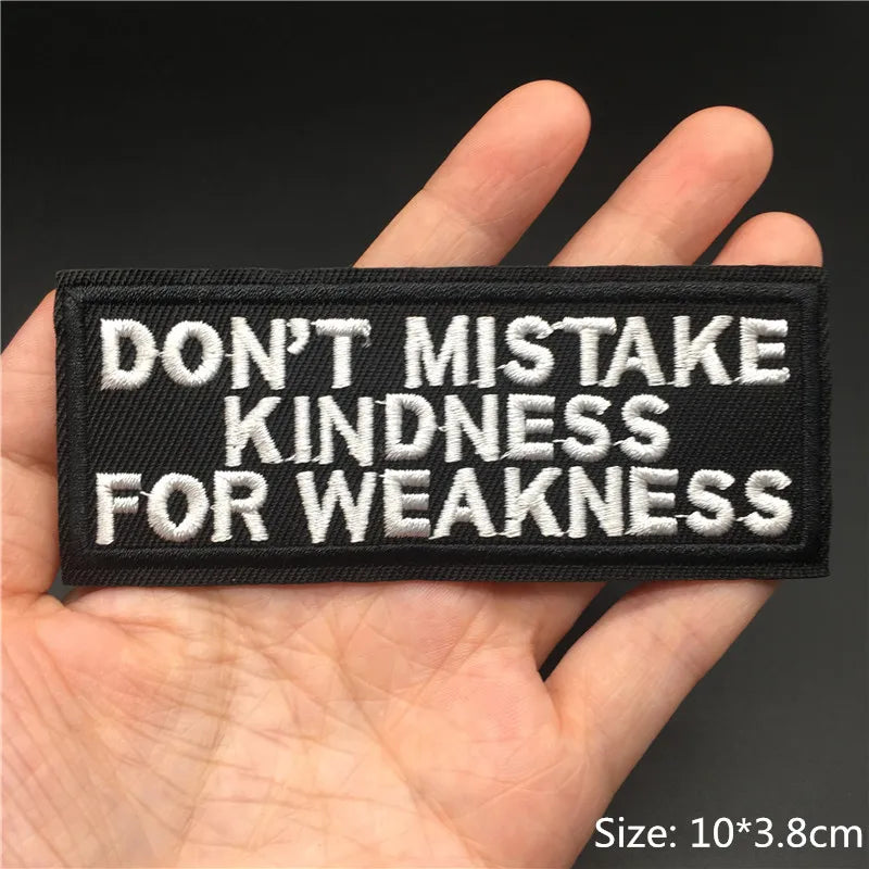 Alr™ Embroidered Iron-On Patch, Don't Mistake Kindness