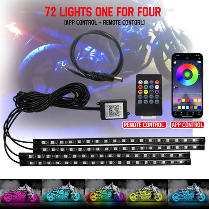 Motorcycle LED Lights - RGB Underglow Kit App Remote