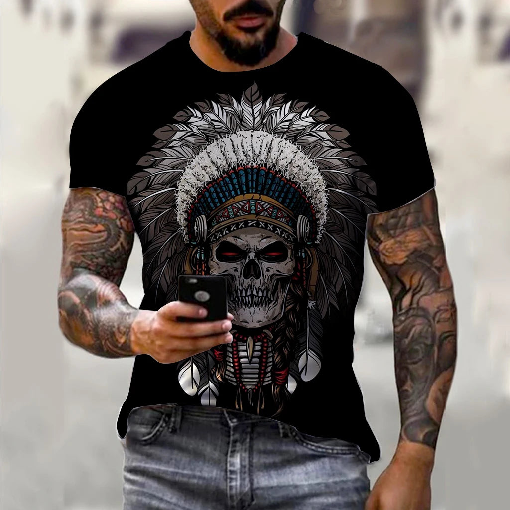 Alr™ Men's 3D Short Sleeves Skull Print Shirt