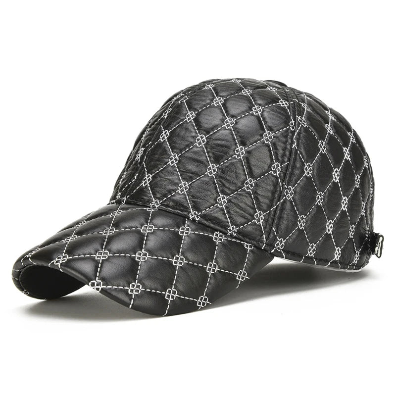 2025 Spring Genuine Sheepskin Leather 55-61CM Black Baseball Caps For Man Casual Street Gf Gorras Dad Hat