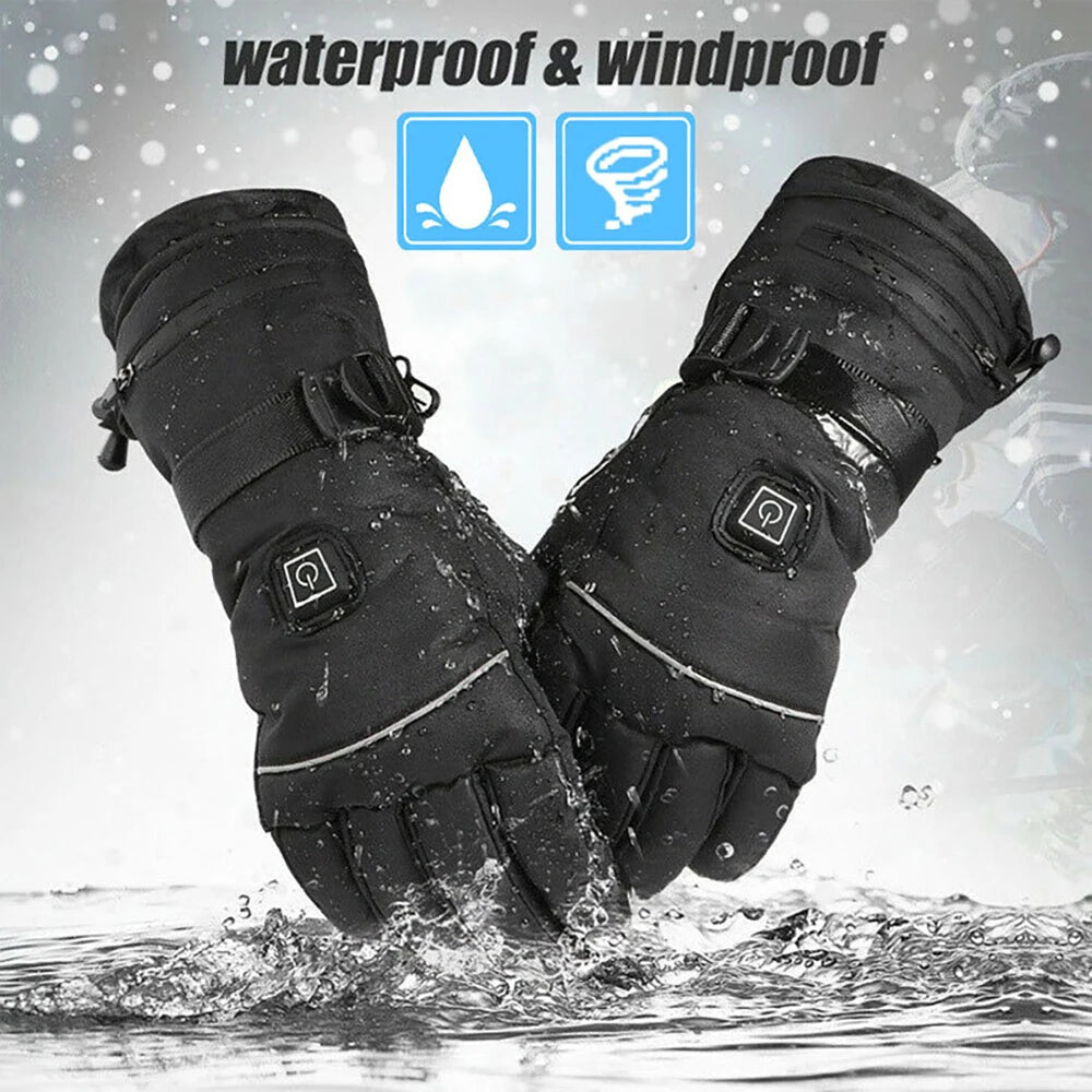 Heated Motorcycle Gloves Winter Warm Snowmobile Skiing Gloves Waterproof Touch Screen Rechargeable Heating Thermal Moto Guantes