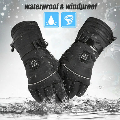 Heated Motorcycle Gloves Winter Warm Snowmobile Skiing Gloves Waterproof Touch Screen Rechargeable Heating Thermal Moto Guantes