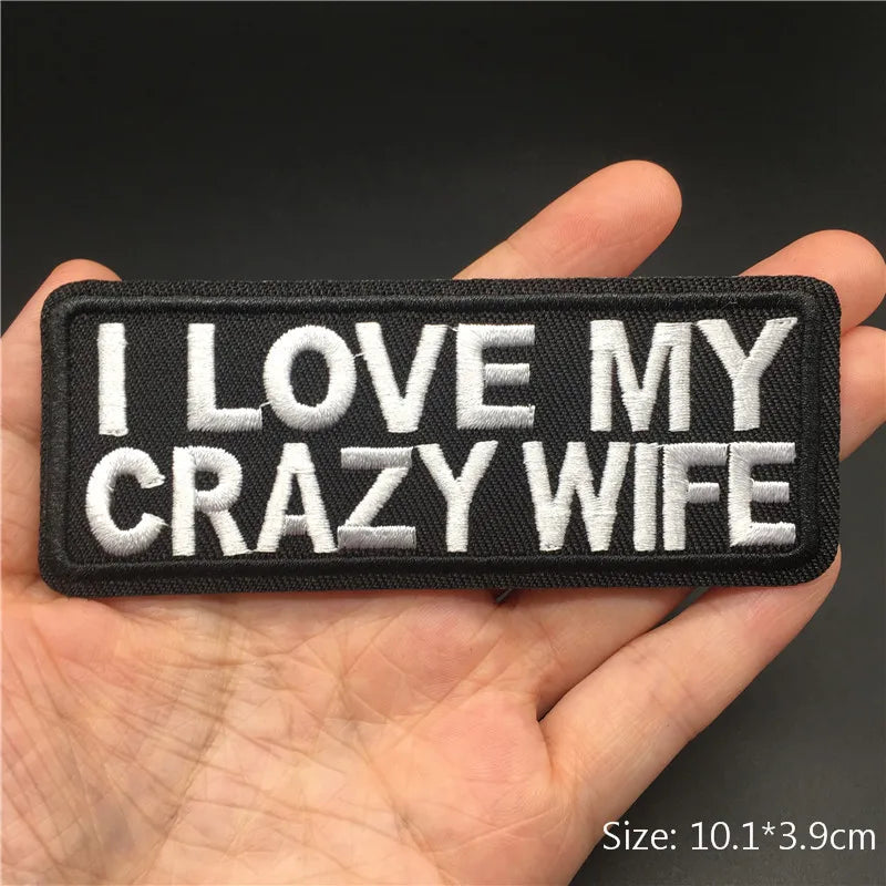 Alr™ Embroidered Iron-On Patch, I Love My Crazy Wife