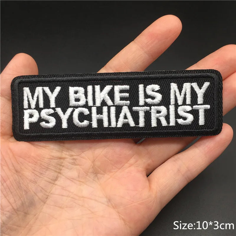 Alr™ Embroidered Iron-On Patch, My Bike is My Psychiatrist