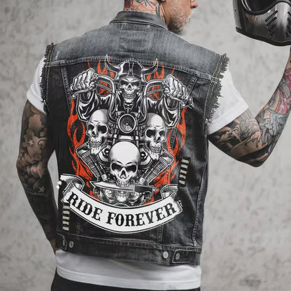 Alr™ Men's Denim Biker Motorcycle Vest, Ride Forever