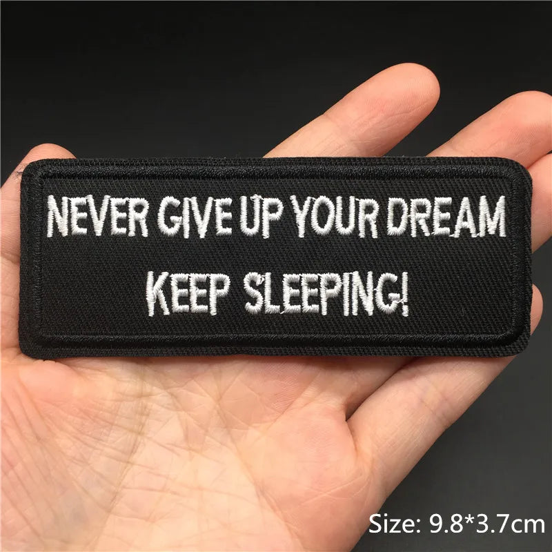 Alr™ Embroidered Iron-On Patch, Never Give Up Your Dream