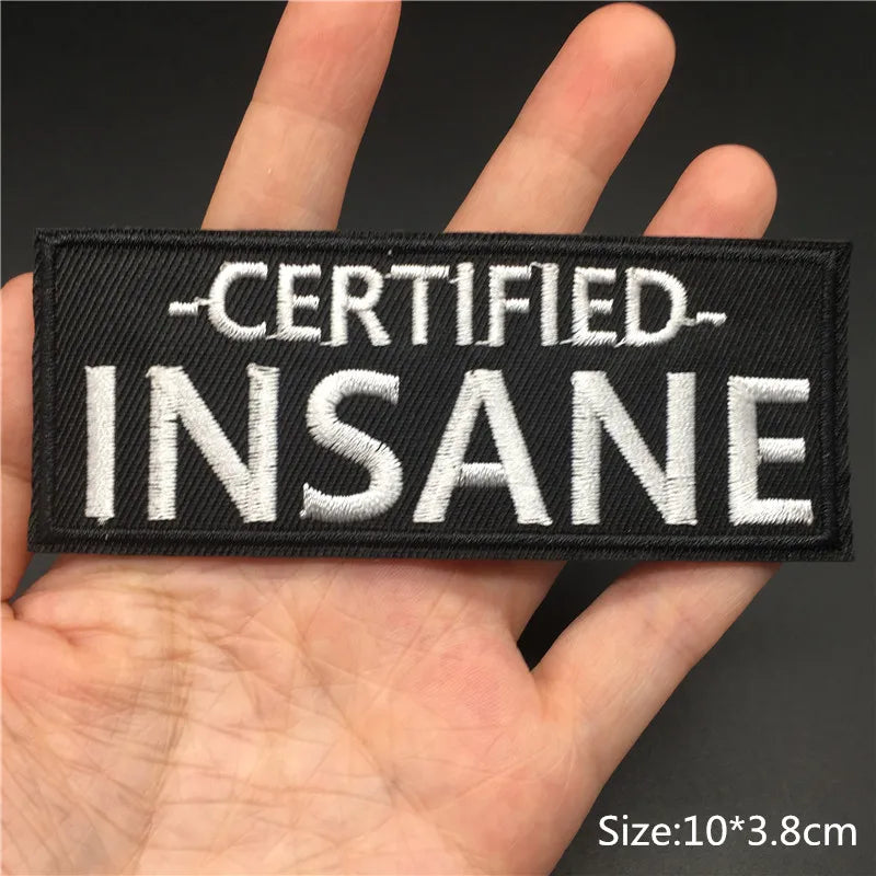 Alr™ Embroidered Iron-On Patch, Certified Insane