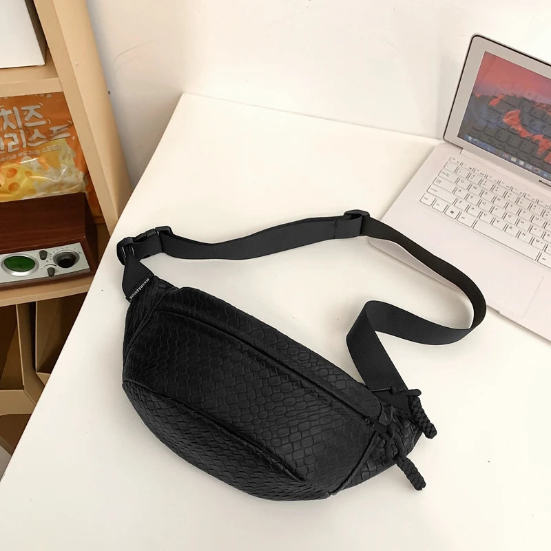 Man Waist Bag Large Capacity Leather Fanny Pack Unisex Woven pattern Chest Bag Fashion Shoulder Crossbody Bags Quality Belt Bags