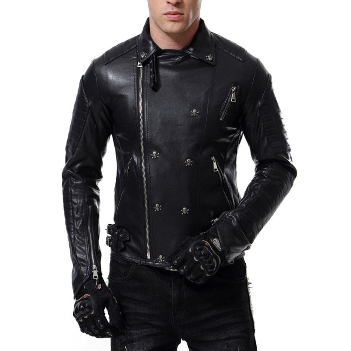 Men's Skull Punk Style Faux Leather Jacket