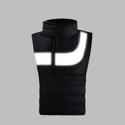 Alr™ Cold-Proof Thermal Neck Scarf in reflective black with white reflective strips across the chest and shoulder, set against a grey background.