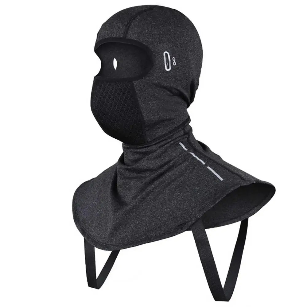The ALR™ Winter Balaclava Neck Warmer includes a black mesh mouth cover, extended neck for extra warmth, and two side straps, making it perfect for winter sports.