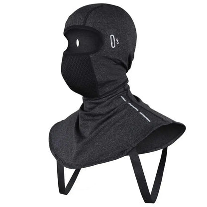 The ALR™ Winter Balaclava Neck Warmer includes a black mesh mouth cover, extended neck for extra warmth, and two side straps, making it perfect for winter sports.