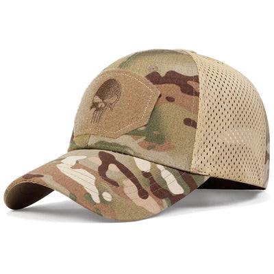 Alr™ Skull Punisher Adjustable Snapback Baseball Cap, Camo/Khaki