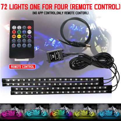 Motorcycle LED Lights - RGB Underglow Kit App Remote