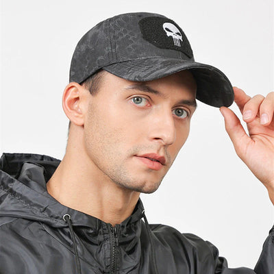 Alr™ Skull Punisher Adjustable Snapback Baseball Cap, Camo/Gray