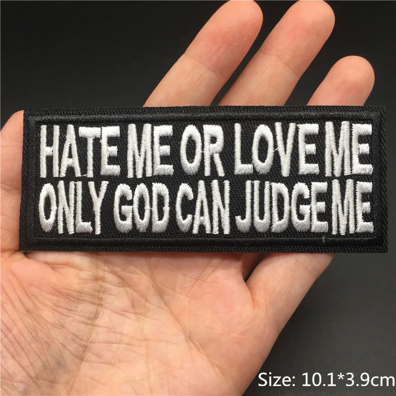 Alr™ Embroidered Iron-On Patch, Hate Me or Love Me