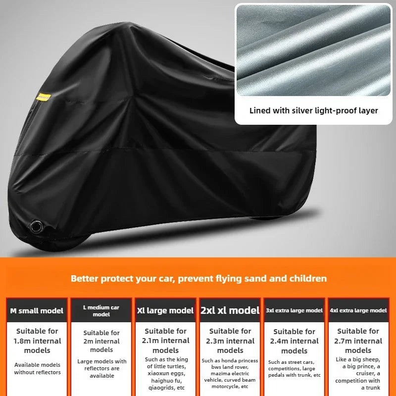 Waterproof Motorcycle Cover - Thick Universal Outdoor All Weather