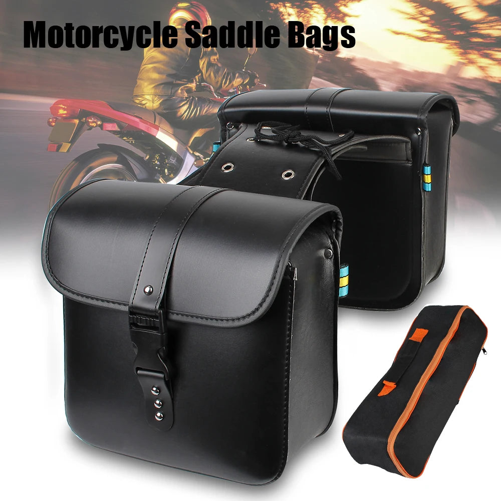 Leather Motorcycle Bag - Retro Saddle Pouch Vintage Storage