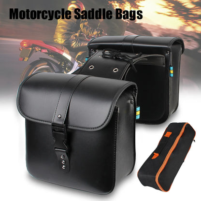 Leather Motorcycle Bag - Retro Saddle Pouch Vintage Storage