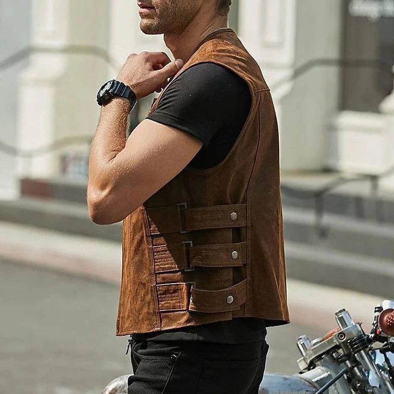 Alr™ Men's PU Leather Slim Motorcycle Vest