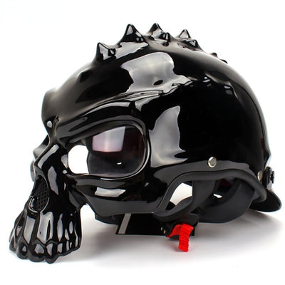A Motorcycle Half Face Skull Helmet with spikes, perfect for cruiser gear.