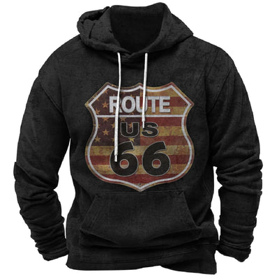 Alr™ Men's Vintage Route 66 3D Moto Print Hoodie