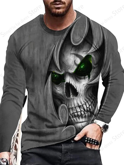 Alr™ Men's 3D Long Sleeves Skull Print Shirt