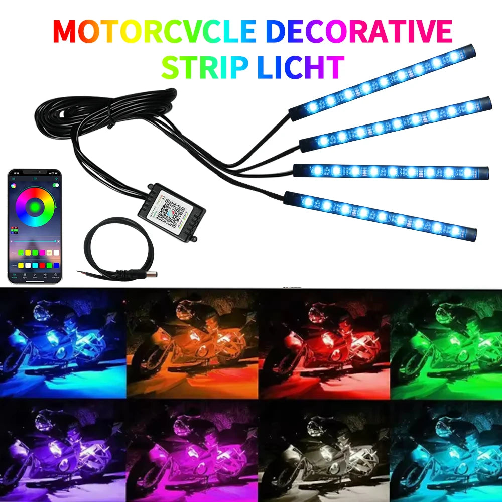 Motorcycle LED Lights - Underglow Strip Wireless RGB Remote