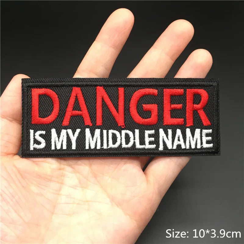 Alr™ Embroidered Iron-On Patch, Danger Is My Middle Name