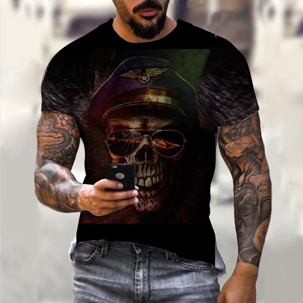 Alr™ Men's 3D Short Sleeves Skull Print Shirt