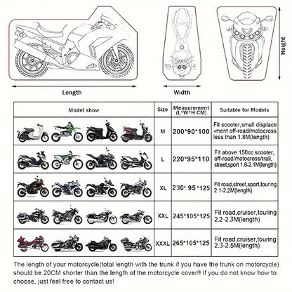 Waterproof Motorcycle Cover - Outdoor Dustproof Windproof Universal