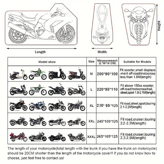 Waterproof Motorcycle Cover - Outdoor Dustproof Windproof Universal