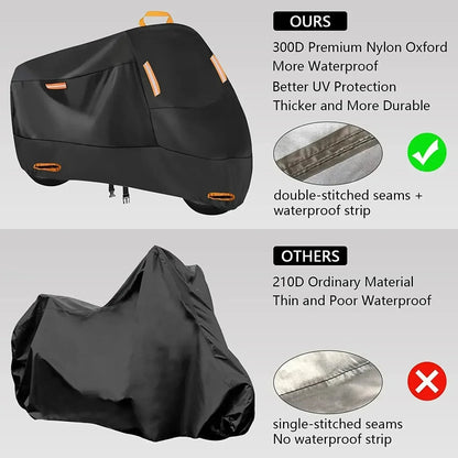 Waterproof Motorcycle Cover - All Season Silver Black Sun