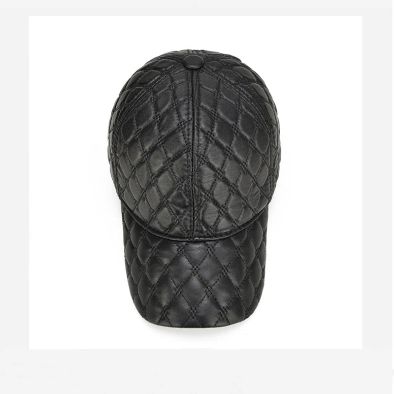 2025 Spring Genuine Sheepskin Leather 55-61CM Black Baseball Caps For Man Casual Street Gf Gorras Dad Hat