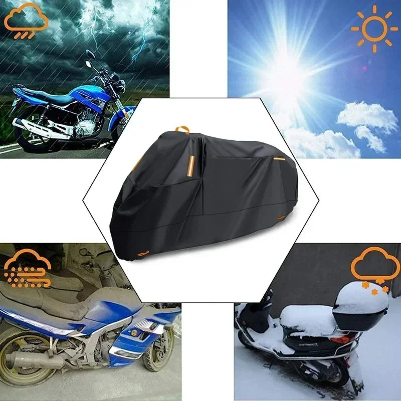 Waterproof Motorcycle Cover - All Season Silver Black Sun