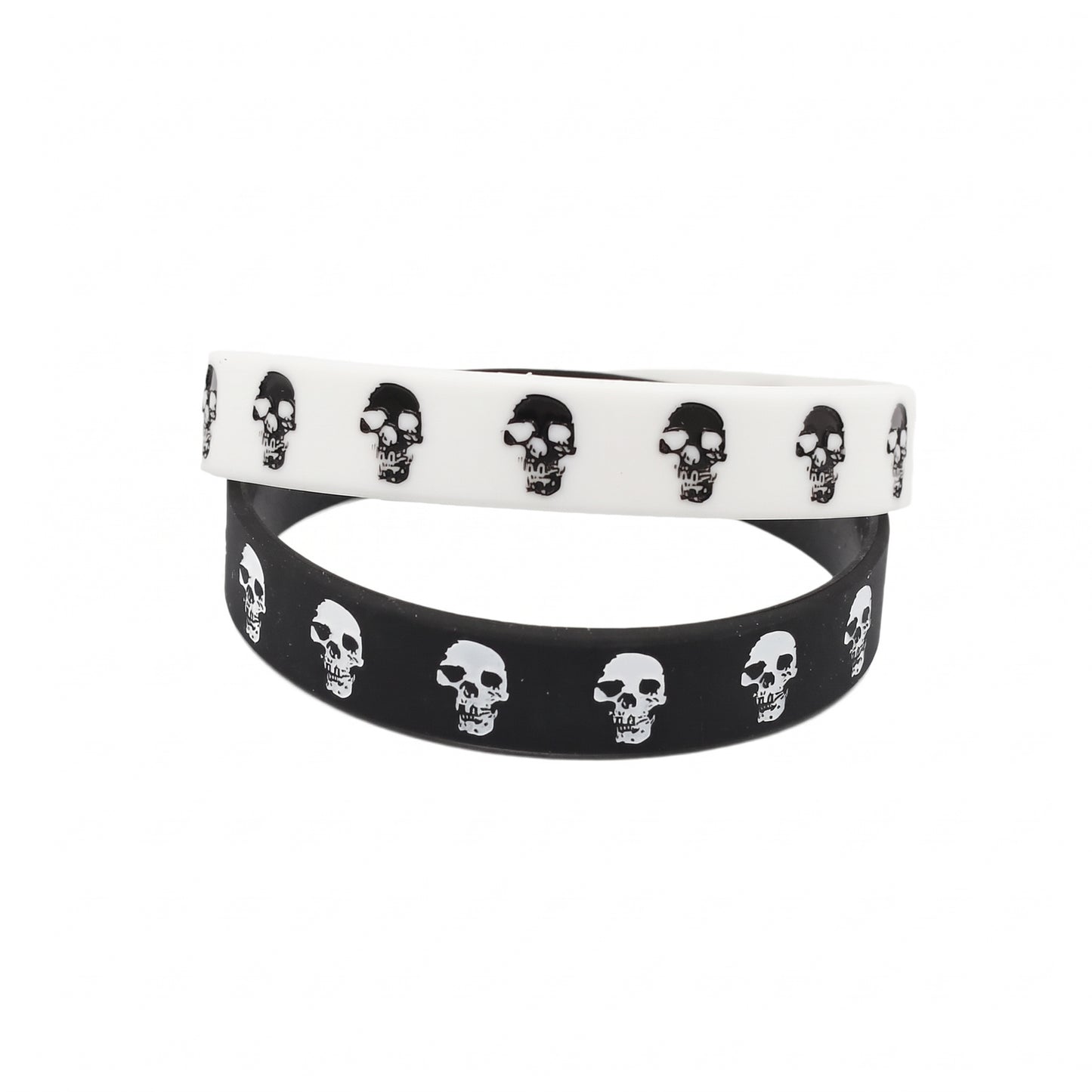 Stainless Steel Biker Ring - Casual Skull Silicone Rubber Wristband Sp