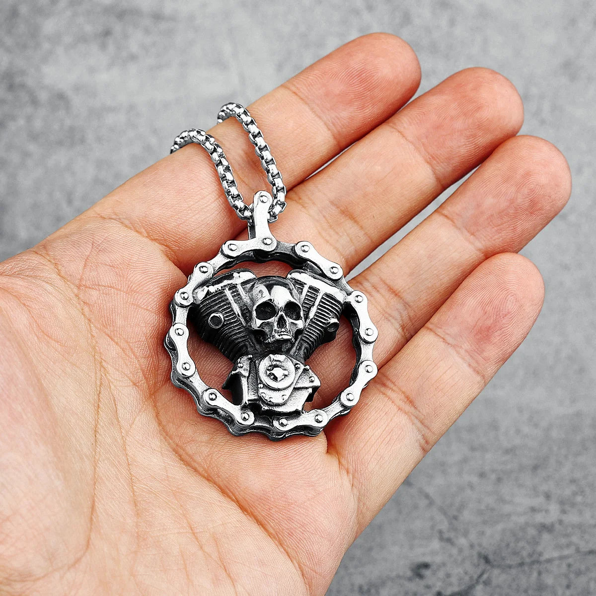 ALR™ Retro Skull Engine Necklace