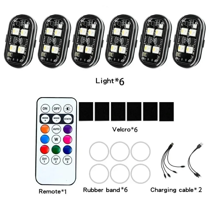 Motorcycle LED Lights - Wireless Strobe Car Remote RGB