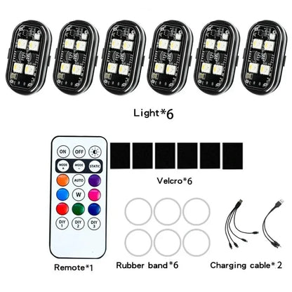 Motorcycle LED Lights - Wireless Strobe Car Remote RGB