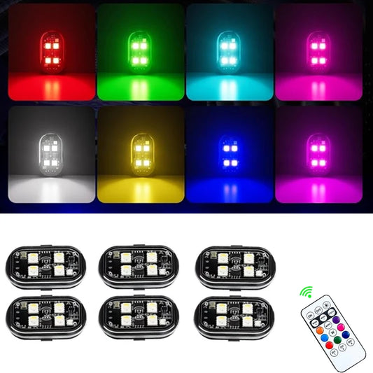 Motorcycle Led Lights - 2 Wireless LED Strobe Lights Car Decor Atmosph