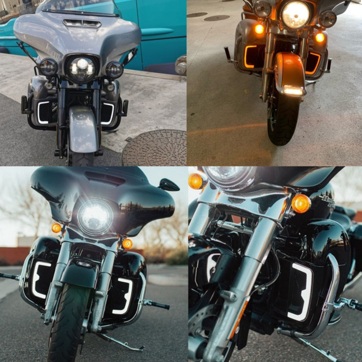 Harley-davidson Motorcycle LED Turn Signal Light Fairing Lower Grills for Harley Touring.