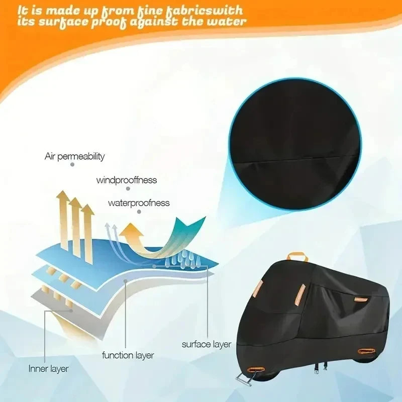 Waterproof Motorcycle Cover - All Season Silver Black Sun