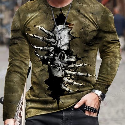 Alr™ Men's 3D Long Sleeves Skull Print Shirt