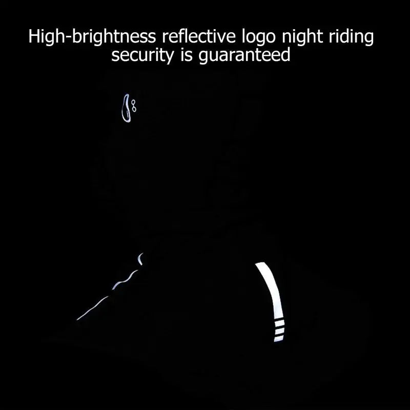 Reflective stripes and logo enhance night visibility. The text states, "High-brightness reflective logo ensures security for night riding." Pair with the ALR™ Winter Balaclava Neck Warmer for the ultimate winter sports accessory that keeps you safe and warm.